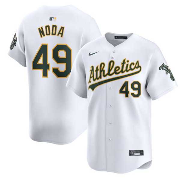 Mens Oakland Athletics #49 Ryan Noda White Home Limited Stitched Jersey Dzhi